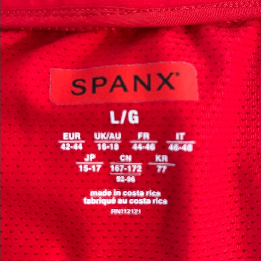 SPANX Active Contour Jacket Vibrant Red zip Front ruched collar and cuff detail - Picture 12 of 15